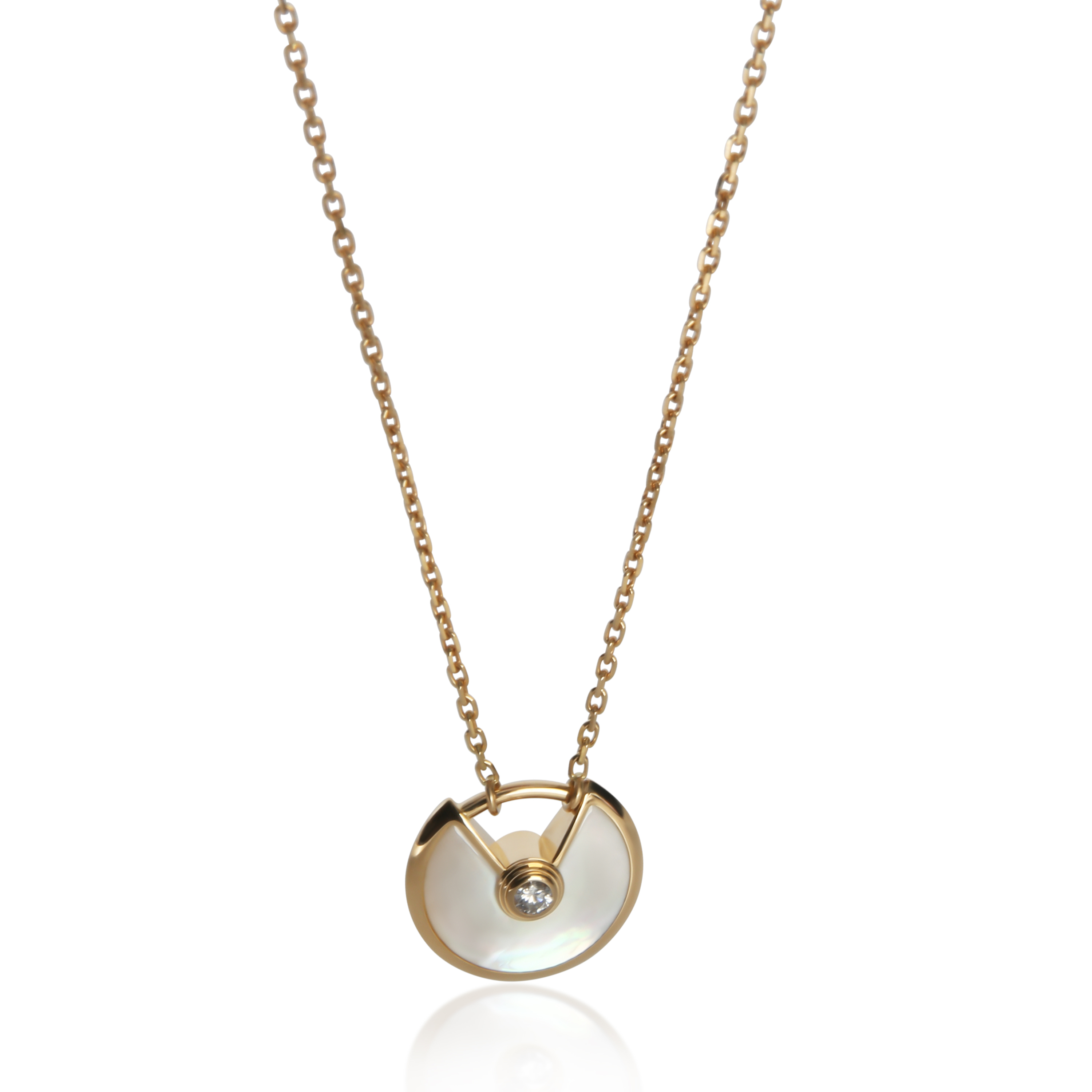 Cartier Yellow Gold Mother Of Pearl  Diamond Extra Small Model Amulette Pendant